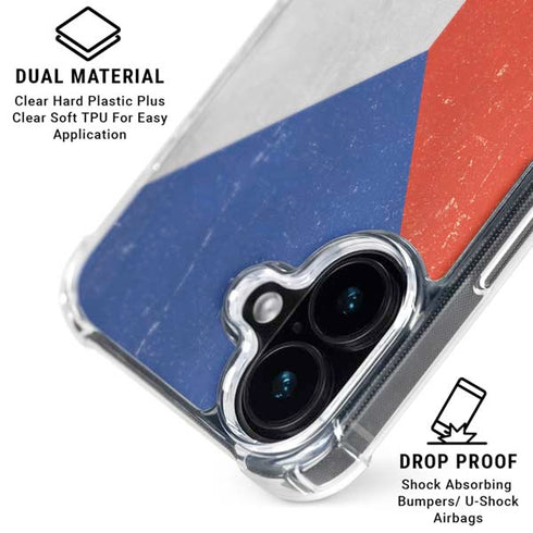 Czech Republic Flag Distressed iPhone 16 Clear Case